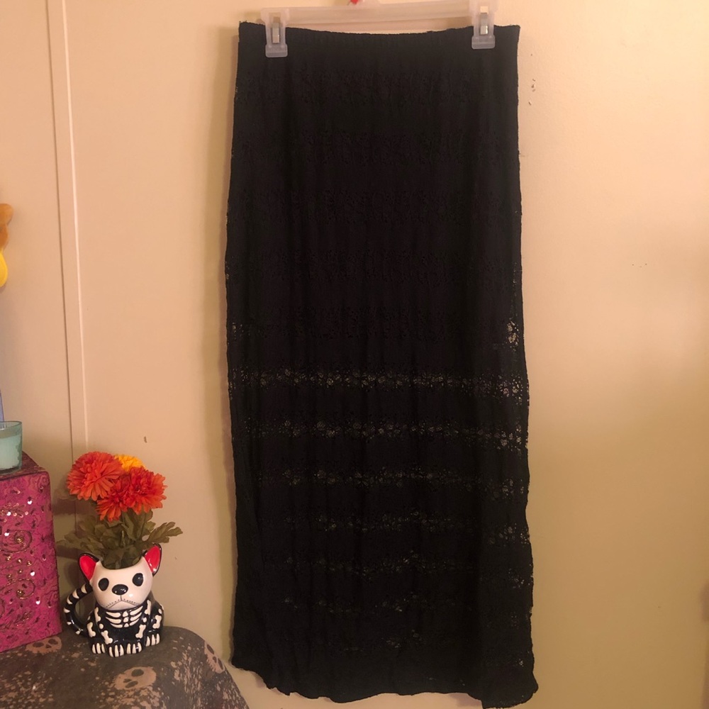 🌸5/$25🌸 Lily White Black Lace Overlay Semi Sheer Mini/Maxi Skirt
